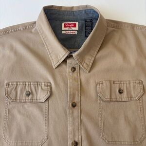 Wrangler Men's Outdoor Short Sleeve Utility Shirt Khaki Size 2XL